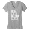 real men shoot raw Women's V-Neck T-Shirt