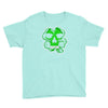 celtic green clover skull patch, irish biker patches Youth Tee
