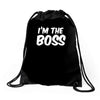 i'm the boss funny nerd Drawstring Bags