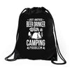 beer drinker camping!! Drawstring Bags