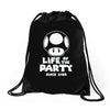 life of the party Drawstring Bags