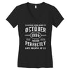 legends were born in october genuıne 1996 qualıty one kind of aged l Women's V-Neck T-Shirt