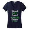 blessed god by spoiled by my husband protected by both Women's V-Neck T-Shirt