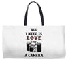 All i Need is Love A Camera Weekender Totes