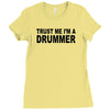 trust me i'm a drummer drum sticks music musician band rock cool geek Ladies Fitted T-Shirt