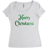 merry christmas green glitter Women's Triblend Scoop T-shirt