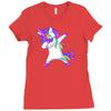 dabbing unicorn Ladies Fitted T-Shirt