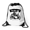 let the sea and get more energy white Drawstring Bags