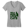 real men love cats, funny quote Women's V-Neck T-Shirt