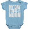 my day starts at noon Baby Onesie