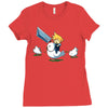 mighty hero atop a chicken Ladies Fitted T-Shirt