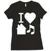 i love house music dj baseball Ladies Fitted T-Shirt