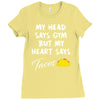 my head says gym but my heart say tacos Ladies Fitted T-Shirt