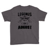 Legends Are Born In August Youth Tee
