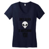 grey alien Women's V-Neck T-Shirt