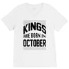 kings are born in october V-Neck Tee