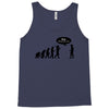 stop following me funny darwins evolution parody mens white t shirt Tank Top