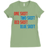 one shift two shift red shift blue shift Ladies Fitted T-Shirt