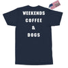 weekends coffe and dogs white back Exclusive T-shirt