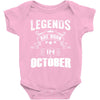 Legends Are Born In October Baby Onesie