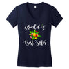 world's best sister with flowers. Women's V-Neck T-Shirt