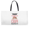 camping lady Weekender Totes