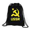 ussr cccp russia che revolution new Drawstring Bags