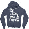 eat sleep sail repeat Zipper Hoodie