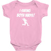 i swing both ways Baby Onesie