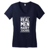 Real Men Marry Teachers Women's V-Neck T-Shirt