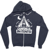 white ink camping is in tents funny Zipper Hoodie