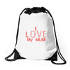 i love my mum red Drawstring Bags