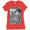 boombox skull Ladies Fitted T-Shirt