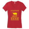 ugly sweater party beer bear funny Women's V-Neck T-Shirt
