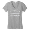 lipstick diamonds champagne Women's V-Neck T-Shirt