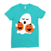 pumpkin with boo Ladies Fitted T-Shirt
