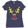 reindeer face novelty christmas Ladies Fitted T-Shirt