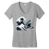 Great White Wave Shark Women's V-Neck T-Shirt