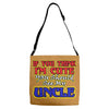 i'm cute see my uncle Adjustable Strap Totes