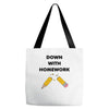 down with homework Tote Bags