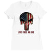 skull us flag live free or die Ladies Fitted T-Shirt
