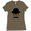 hat wayfarer glasses funny moustache hipster funny geek light tee shir Ladies Fitted T-Shirt
