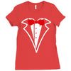 tuxedo bow Ladies Fitted T-Shirt