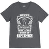 Never Underestimate Dog Rescuer Who Was Born September V-Neck Tee