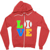 love baseball neon rhinestuds Zipper Hoodie