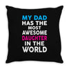 My Dad Has Awesome Daughter Throw Pillow