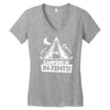 white ink camping is in tents funny Women's V-Neck T-Shirt
