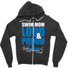 swim mom loud and proud sports athlete athletic Zipper Hoodie