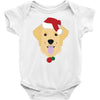 golden retriever dog with red santa's hat Baby Bodysuit