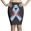 stomach cancer ribbon and rose Pencil Skirts